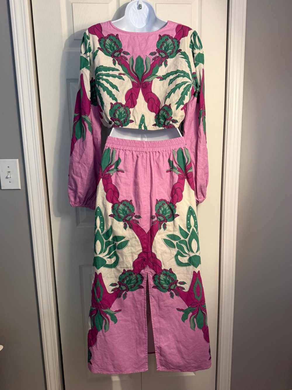 Caroline Constas two-piece linen-blend outfit crop top and skirt size medium - Picture 5 of 12